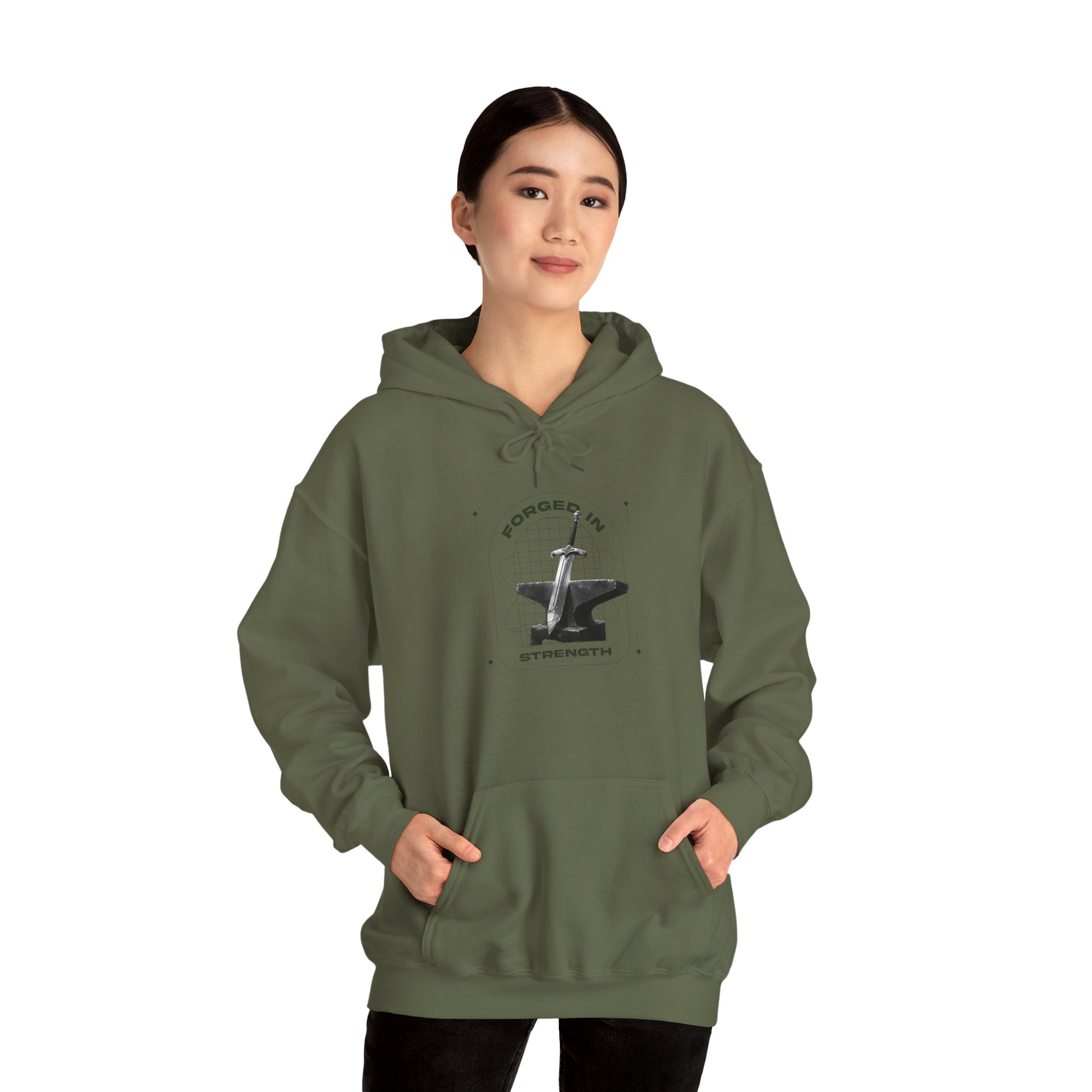 "Forged In Strength" Unisex Heavy Blend™ Hoodies - The Shield of Light
