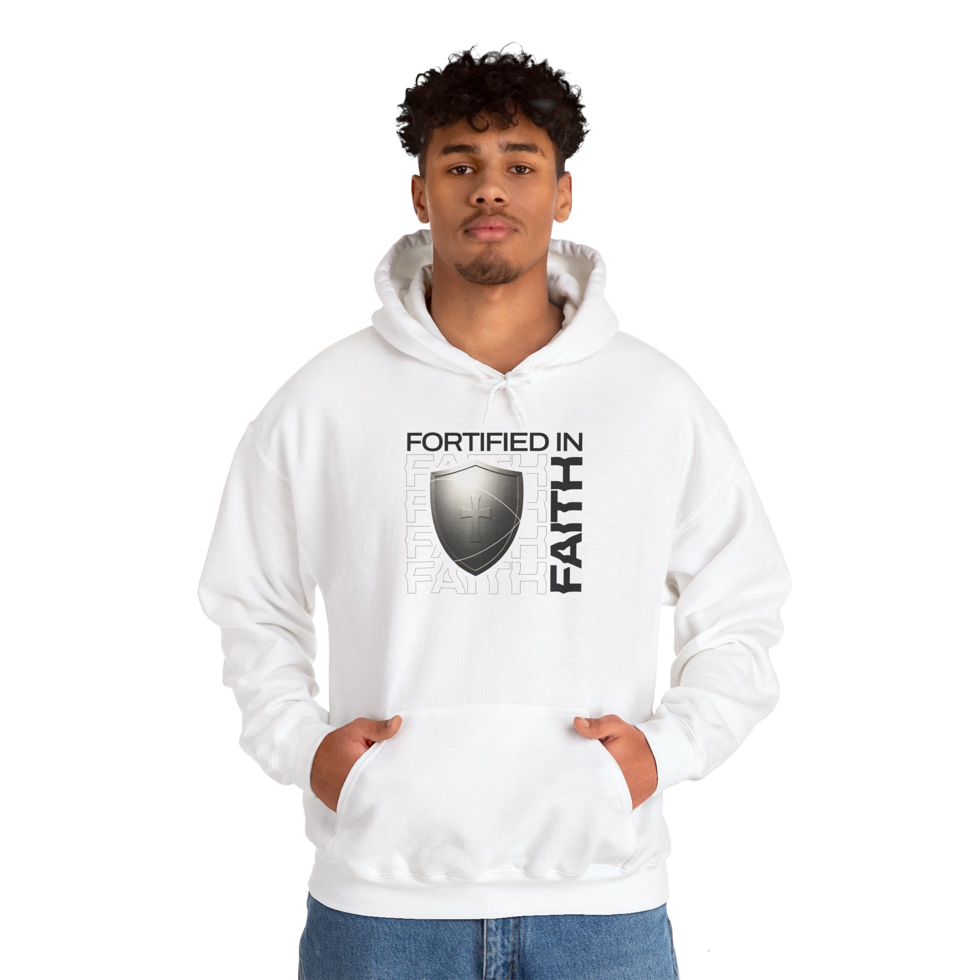 "Fortified In Faith " Unisex Heavy Blend™ Hoodies - The Shield of Light