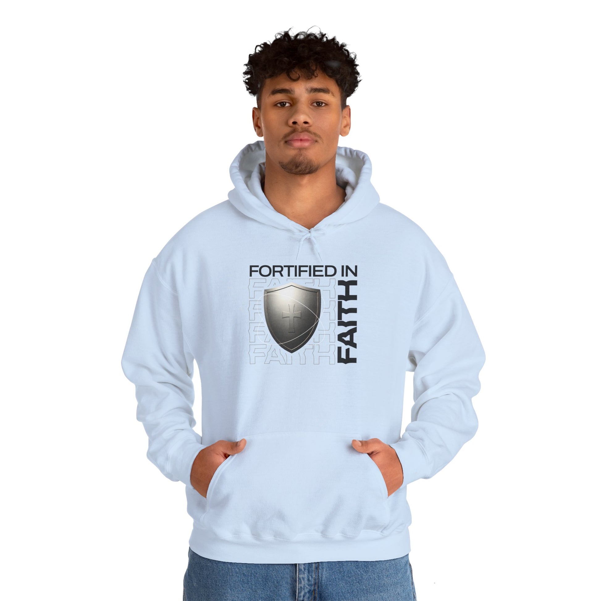 "Fortified In Faith " Unisex Heavy Blend™ Hoodies - The Shield of Light