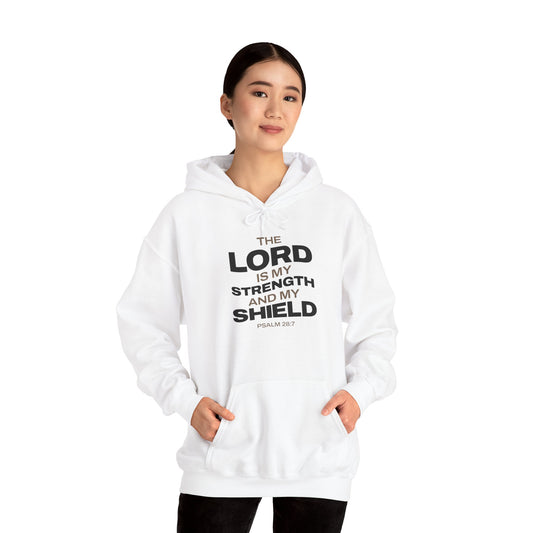 "The Lord Is My Strength and My Shield Psalm 28:7" Unisex Heavy Blend™ Hoodies - The Shield of Light