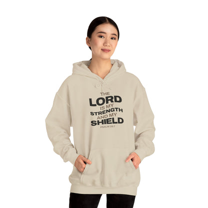 "The Lord Is My Strength and My Shield Psalm 28:7" Unisex Heavy Blend™ Hoodies - The Shield of Light