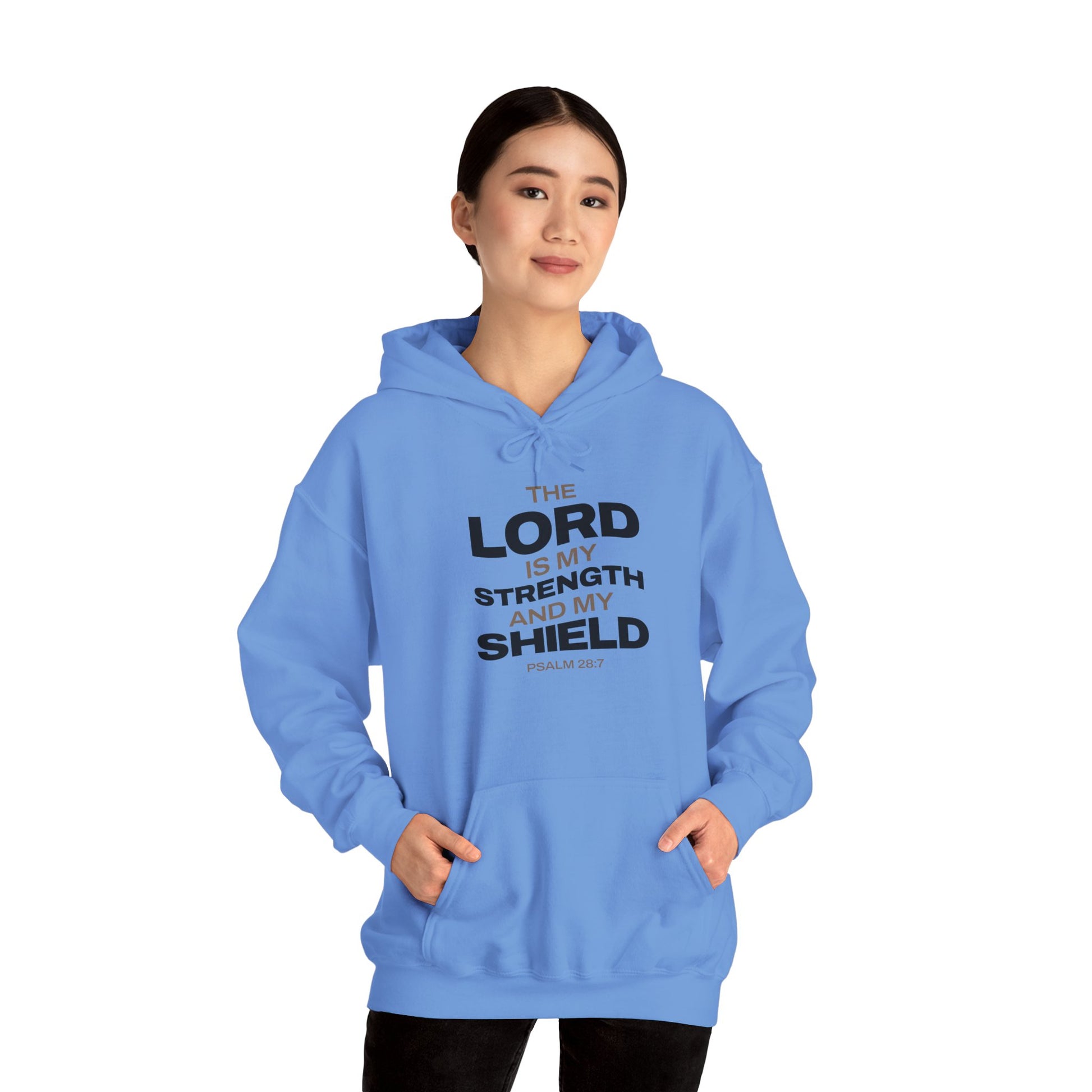 "The Lord Is My Strength and My Shield Psalm 28:7" Unisex Heavy Blend™ Hoodies - The Shield of Light