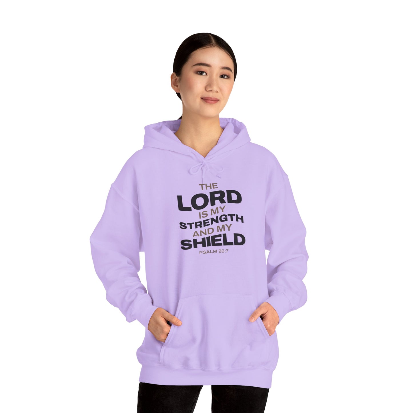 "The Lord Is My Strength and My Shield Psalm 28:7" Unisex Heavy Blend™ Hoodies - The Shield of Light