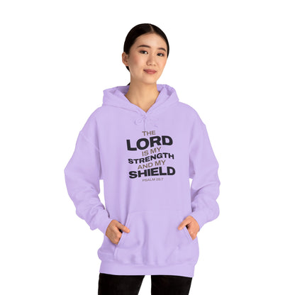 "The Lord Is My Strength and My Shield Psalm 28:7" Unisex Heavy Blend™ Hoodies - The Shield of Light