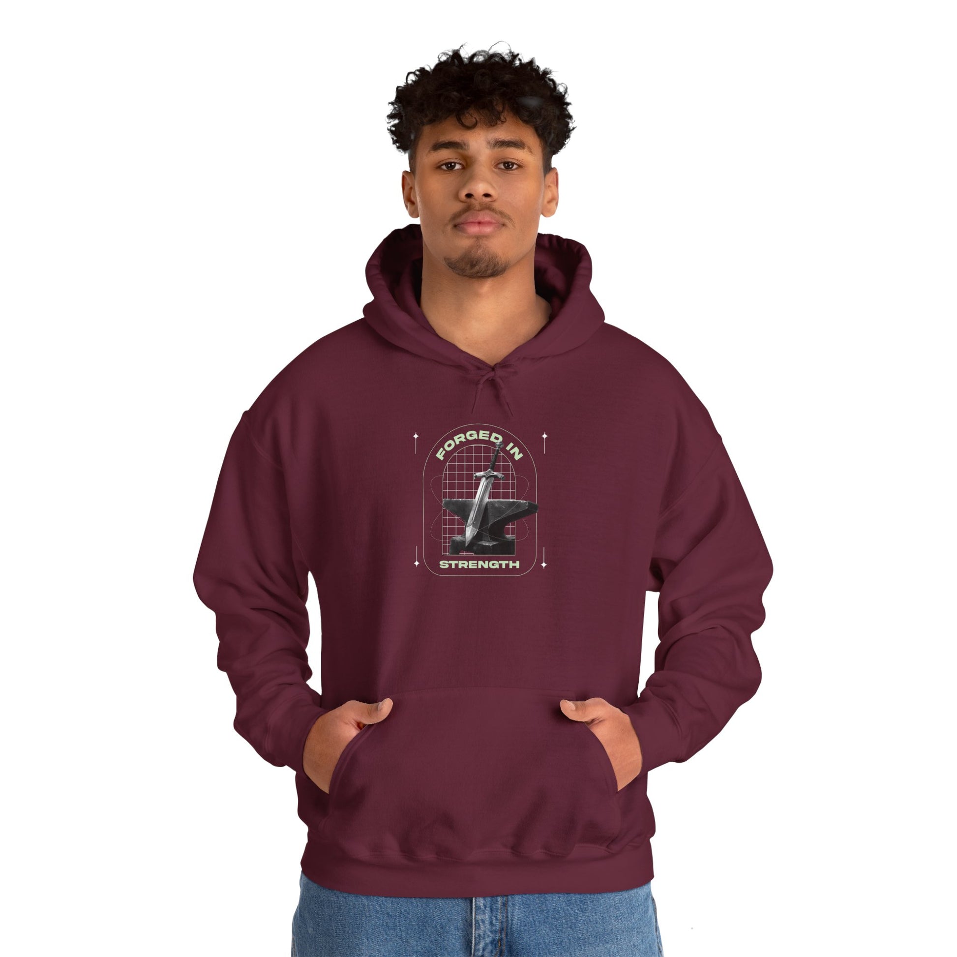 "Forged In Strength"  Unisex Heavy Blend™ Hoodies - The Shield of Light