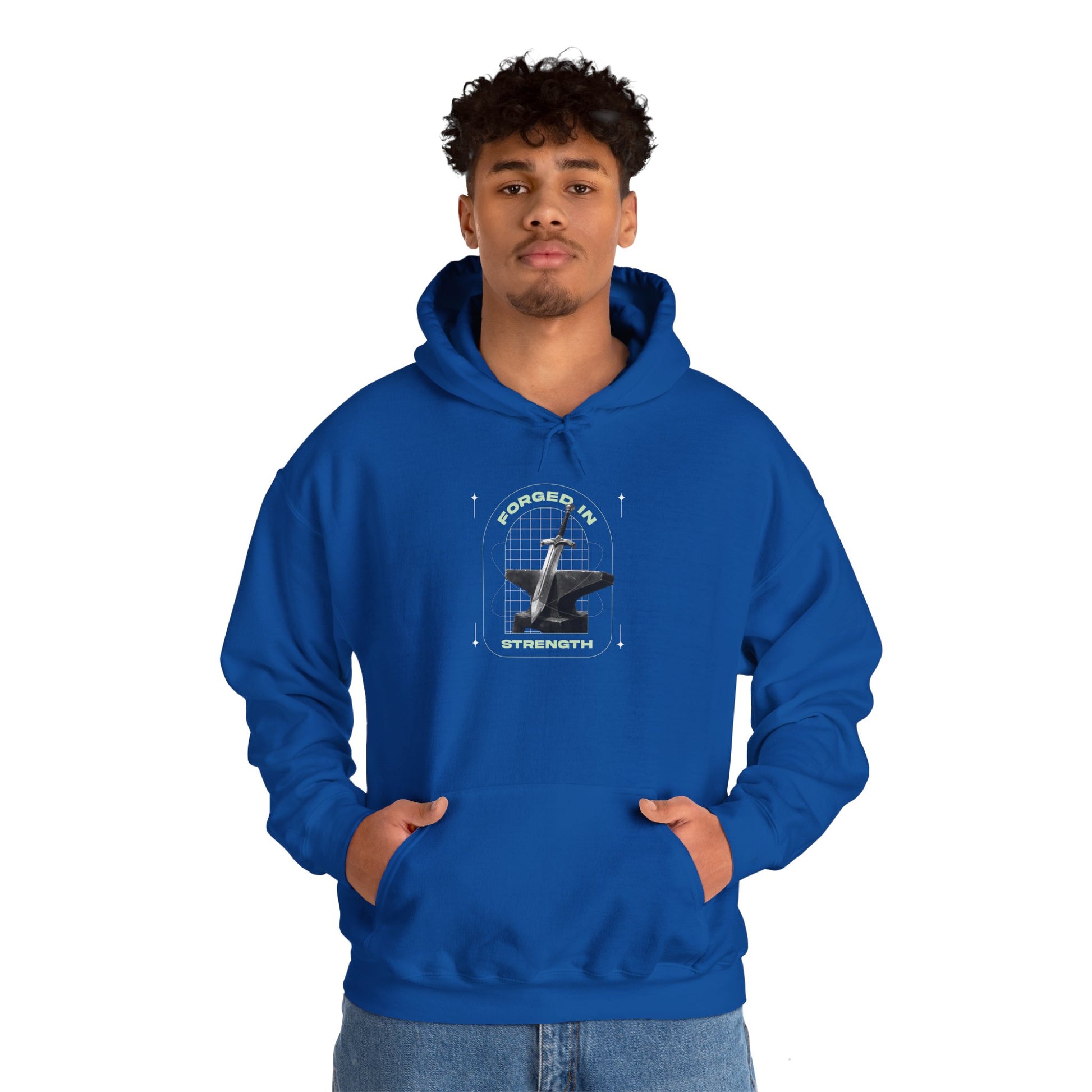 "Forged In Strength"  Unisex Heavy Blend™ Hoodies - The Shield of Light