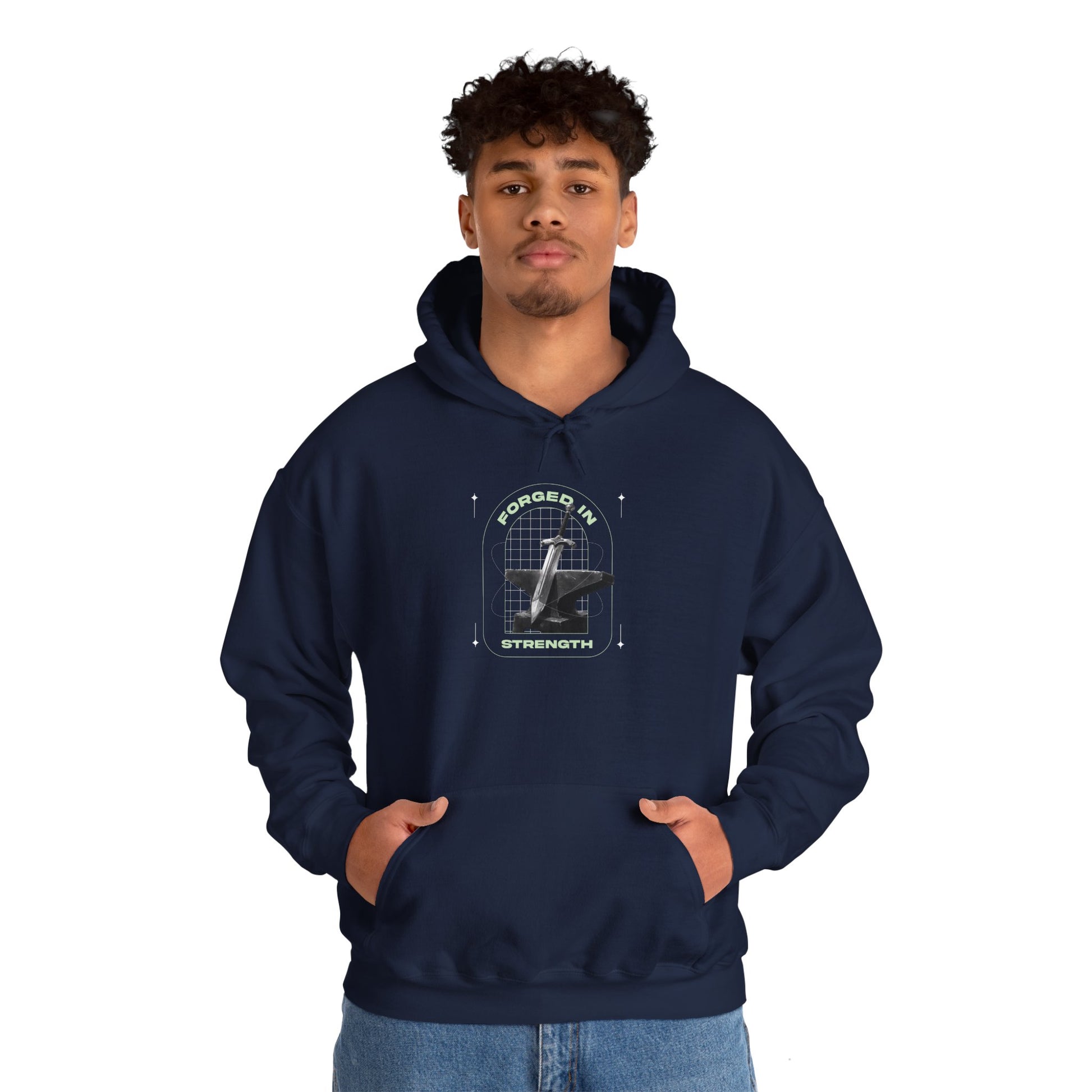 "Forged In Strength"  Unisex Heavy Blend™ Hoodies - The Shield of Light