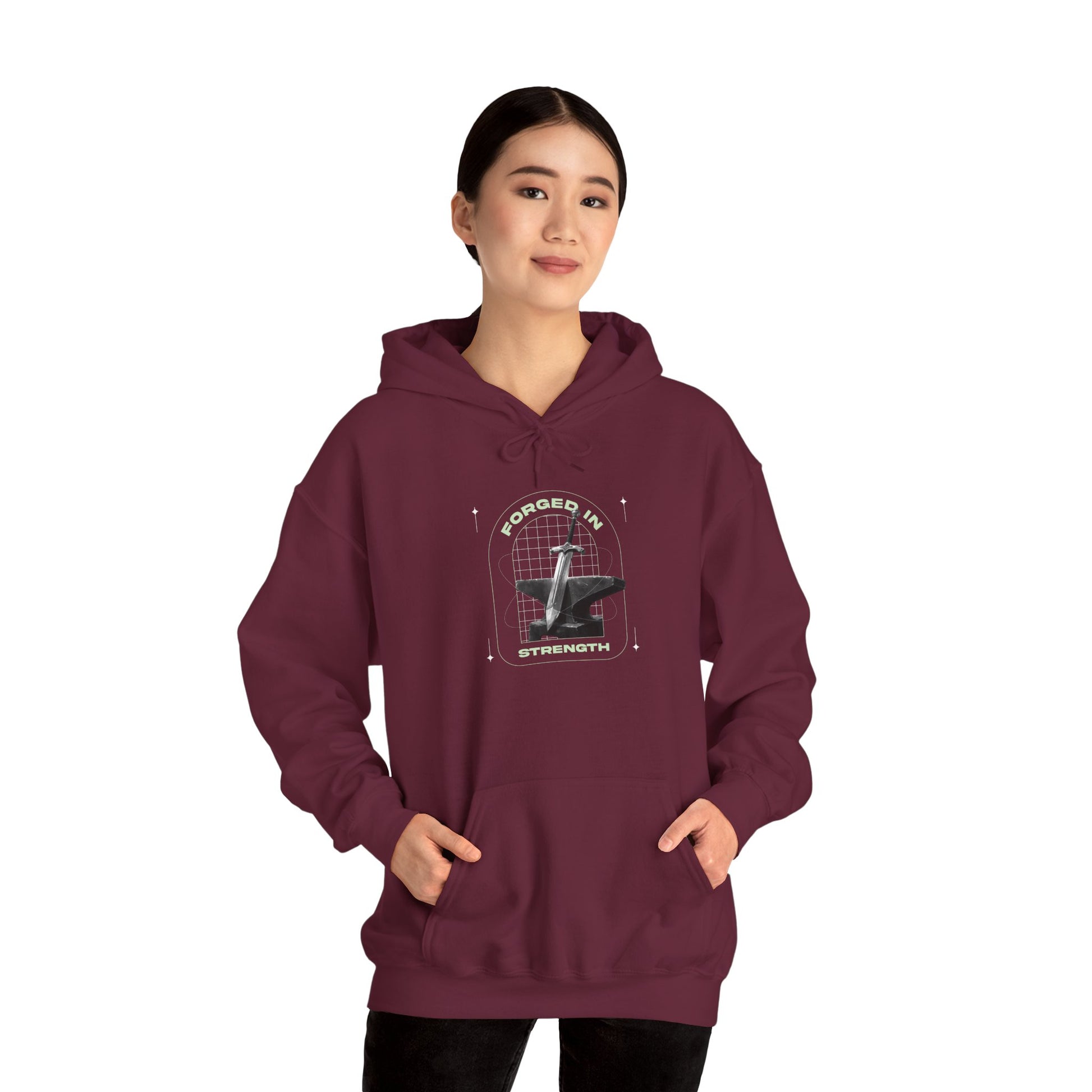 "Forged In Strength"  Unisex Heavy Blend™ Hoodies - The Shield of Light