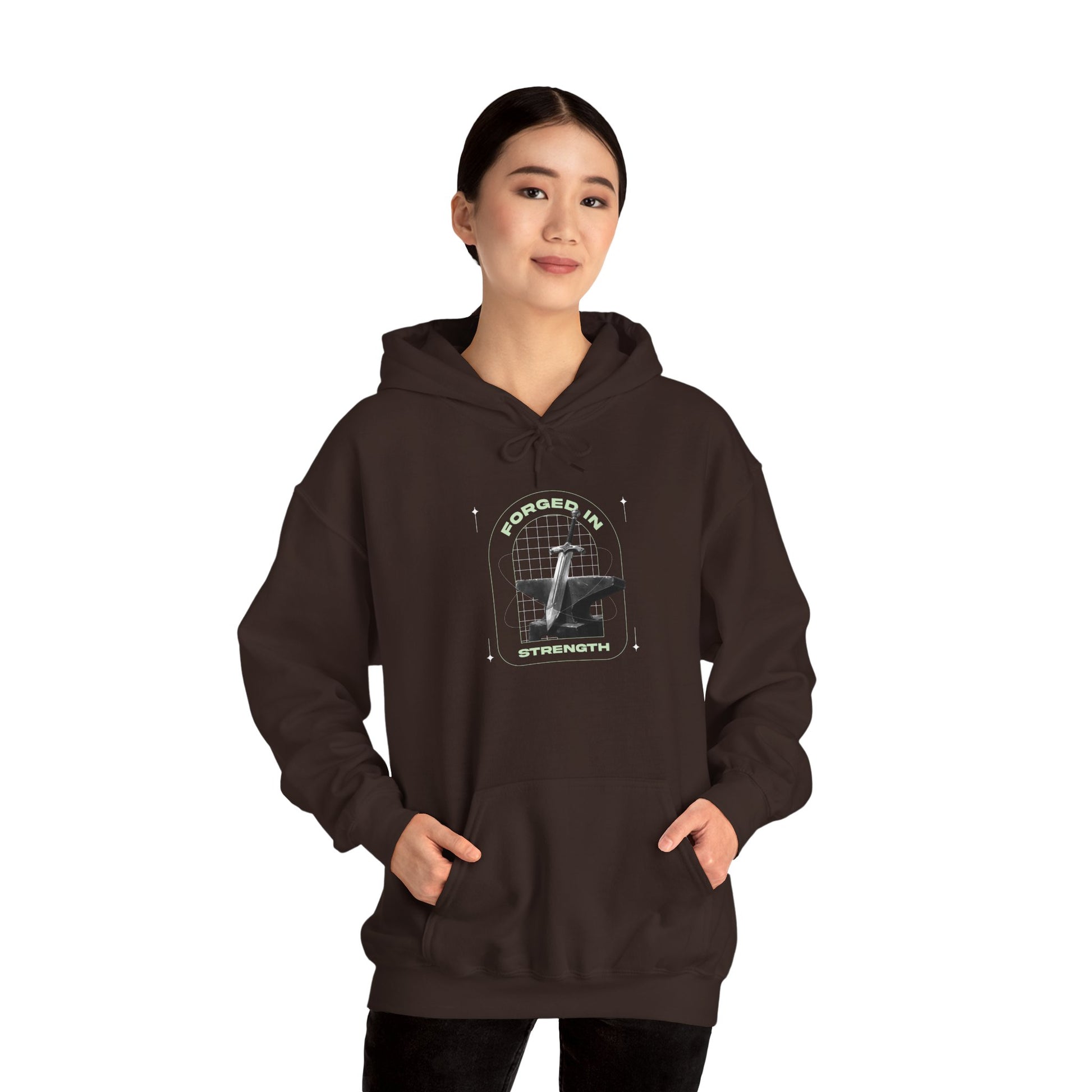 "Forged In Strength"  Unisex Heavy Blend™ Hoodies - The Shield of Light