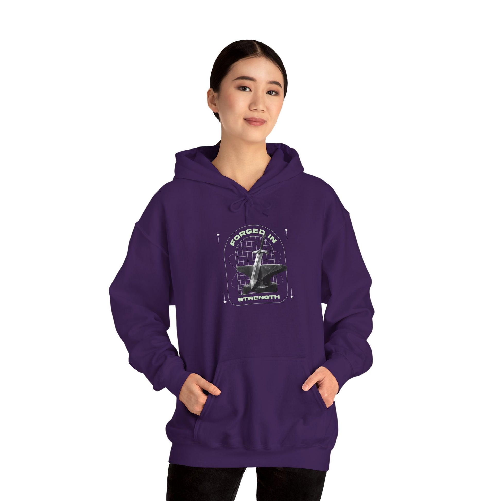"Forged In Strength"  Unisex Heavy Blend™ Hoodies - The Shield of Light
