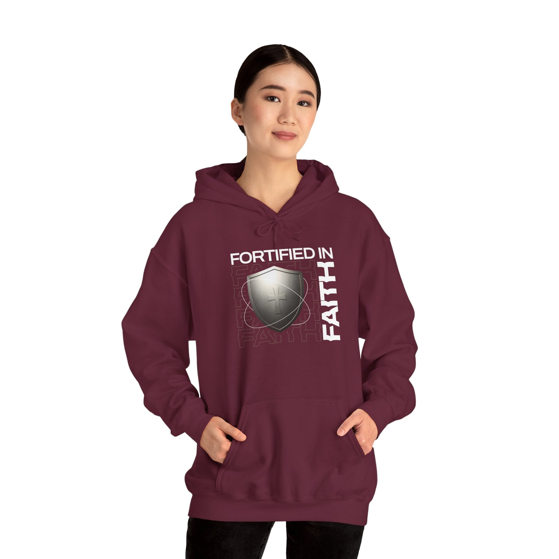 "Fortified In Faith " Unisex Heavy Blend™ Hoodies - The Shield of Light