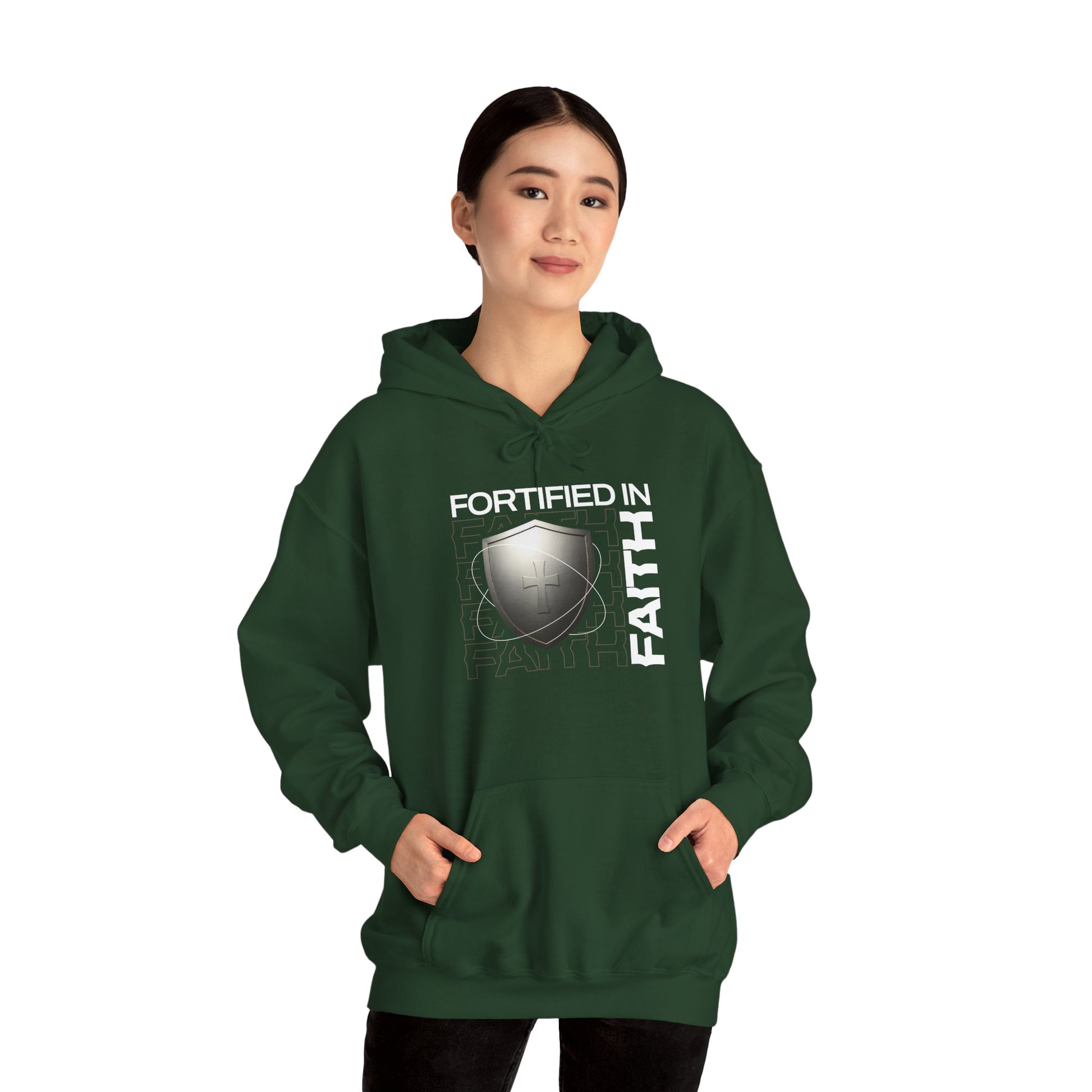 "Fortified In Faith " Unisex Heavy Blend™ Hoodies - The Shield of Light
