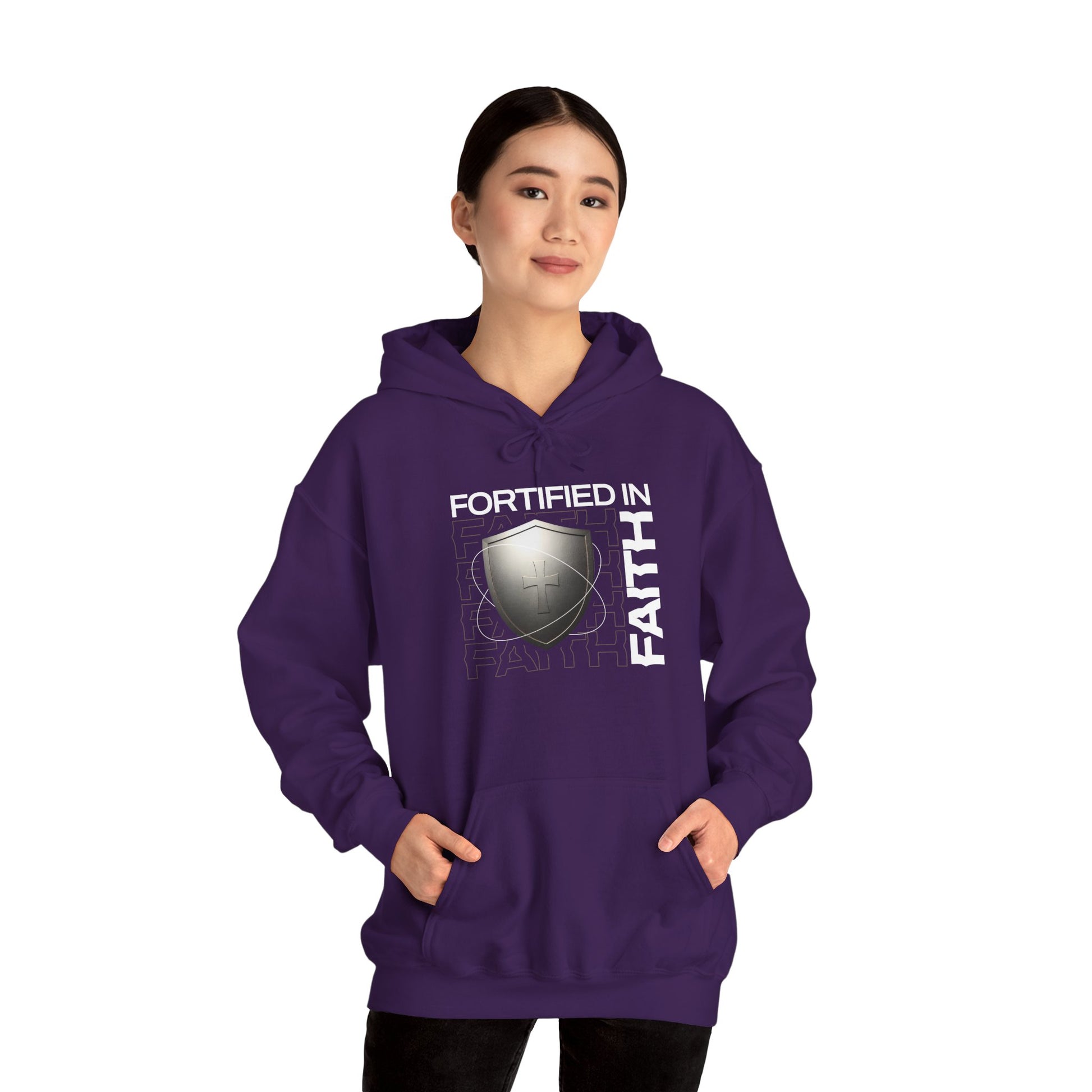 "Fortified In Faith " Unisex Heavy Blend™ Hoodies - The Shield of Light