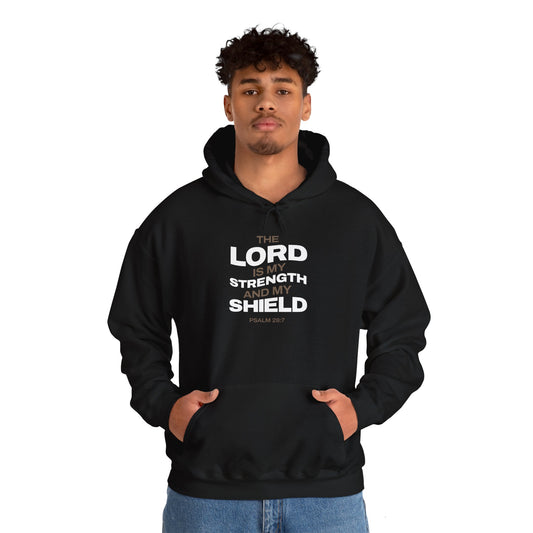 "The Lord Is My Strength and My Shield Psalm 28:7" Unisex Heavy Blend™ Hoodies - The Shield of Light