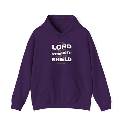 "The Lord Is My Strength and My Shield Psalm 28:7" Unisex Heavy Blend™ Hoodies - The Shield of Light