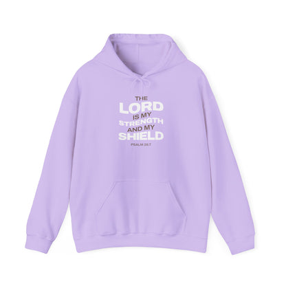 "The Lord Is My Strength and My Shield Psalm 28:7" Unisex Heavy Blend™ Hoodies - The Shield of Light