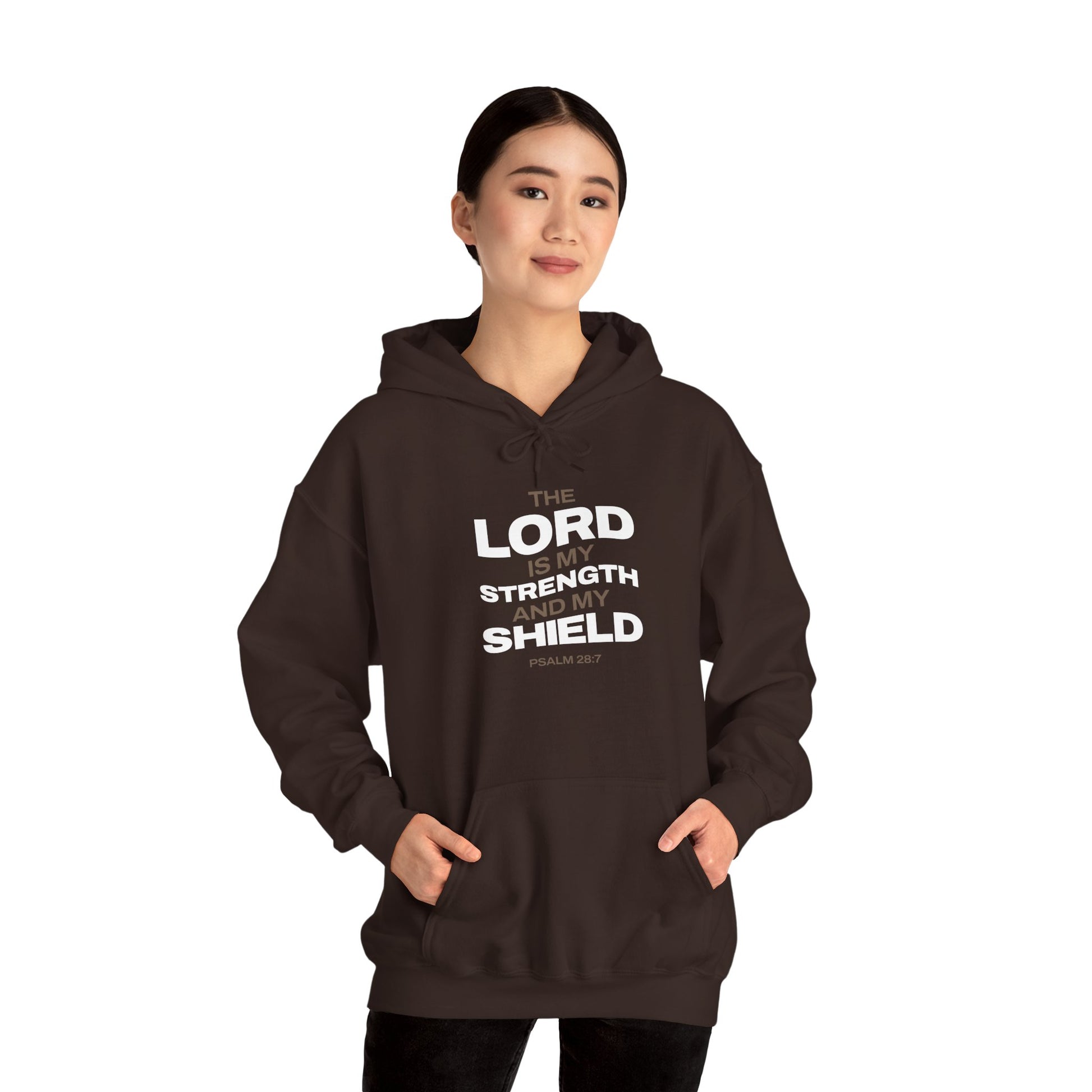 "The Lord Is My Strength and My Shield Psalm 28:7" Unisex Heavy Blend™ Hoodies - The Shield of Light