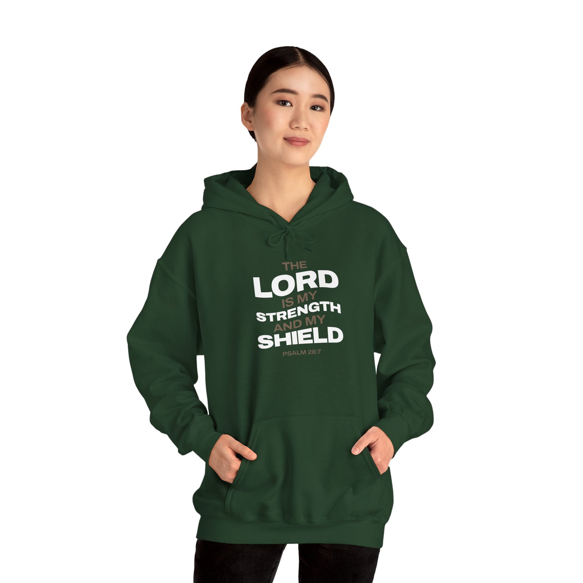 "The Lord Is My Strength and My Shield Psalm 28:7" Unisex Heavy Blend™ Hoodies - The Shield of Light
