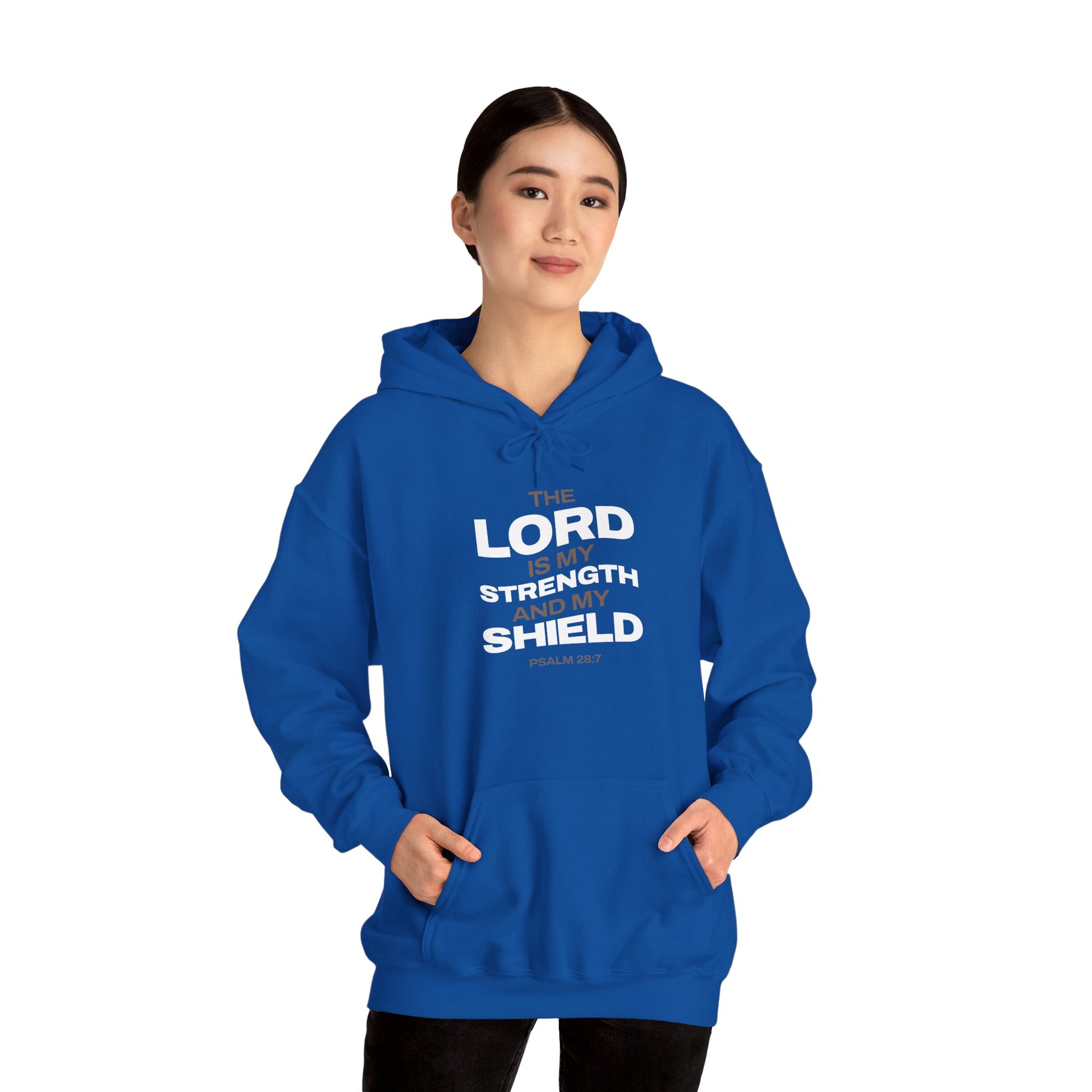 "The Lord Is My Strength and My Shield Psalm 28:7" Unisex Heavy Blend™ Hoodies - The Shield of Light