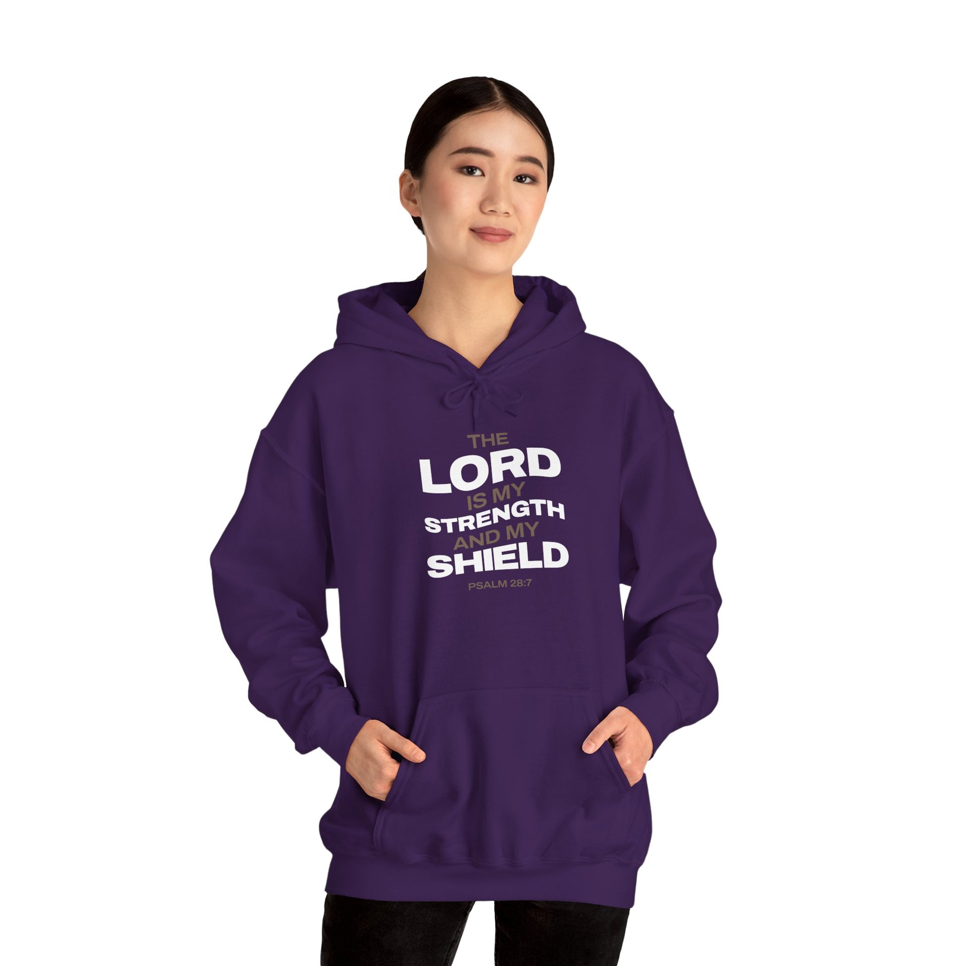 "The Lord Is My Strength and My Shield Psalm 28:7" Unisex Heavy Blend™ Hoodies - The Shield of Light