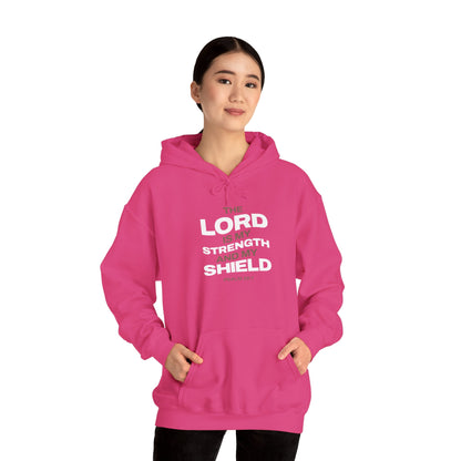 "The Lord Is My Strength and My Shield Psalm 28:7" Unisex Heavy Blend™ Hoodies - The Shield of Light
