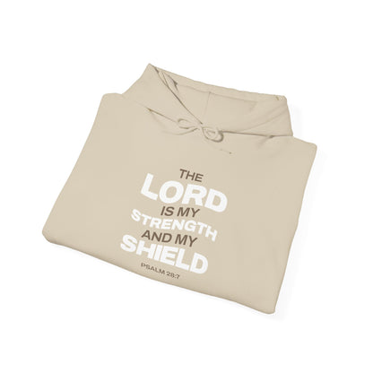 "The Lord Is My Strength and My Shield Psalm 28:7" Unisex Heavy Blend™ Hoodies - The Shield of Light
