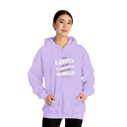 "The Lord Is My Strength and My Shield Psalm 28:7" Unisex Heavy Blend™ Hoodies - The Shield of Light