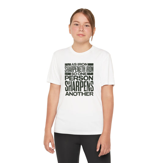 "As Iron Sharpeneth Iron So One Person Sharpens Another" Unisex Youth Competitor Tee - The Shield of Light