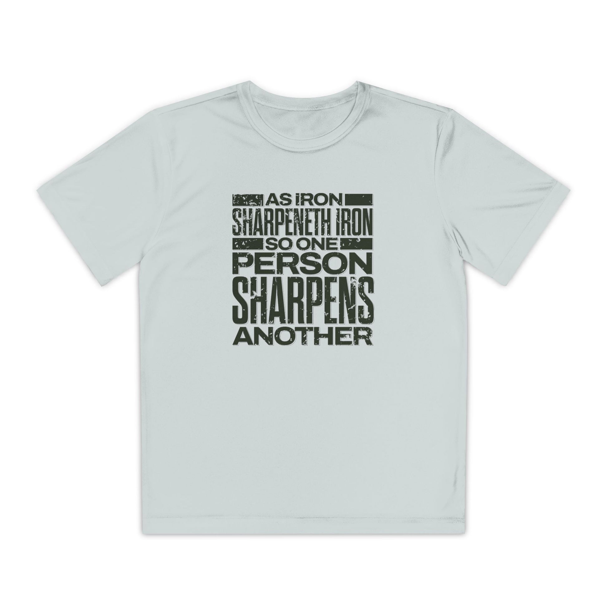 "As Iron Sharpeneth Iron So One Person Sharpens Another" Unisex Youth Competitor Tee - The Shield of Light