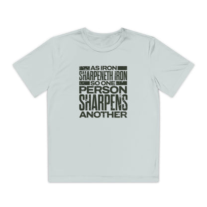 "As Iron Sharpeneth Iron So One Person Sharpens Another" Unisex Youth Competitor Tee - The Shield of Light