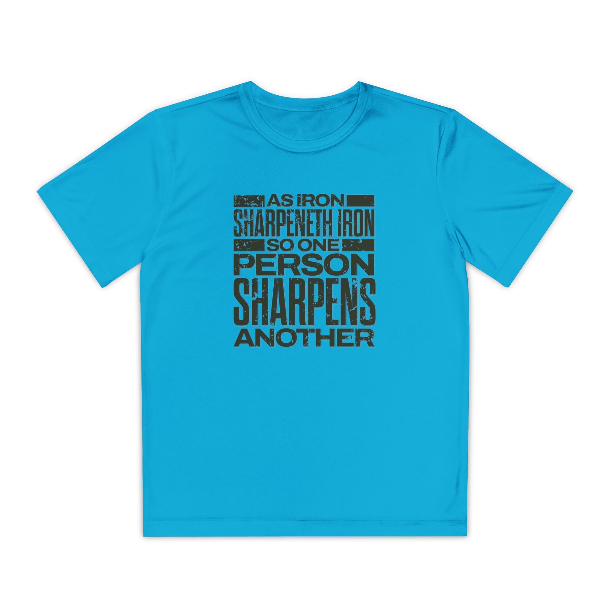 "As Iron Sharpeneth Iron So One Person Sharpens Another" Unisex Youth Competitor Tee - The Shield of Light