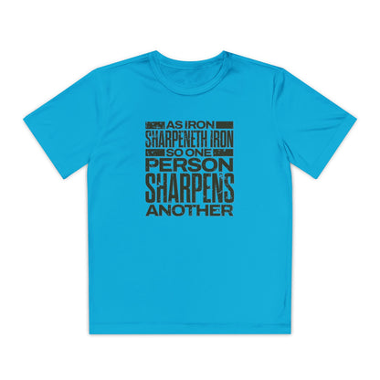 "As Iron Sharpeneth Iron So One Person Sharpens Another" Unisex Youth Competitor Tee - The Shield of Light