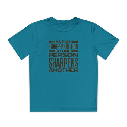 "As Iron Sharpeneth Iron So One Person Sharpens Another" Unisex Youth Competitor Tee - The Shield of Light