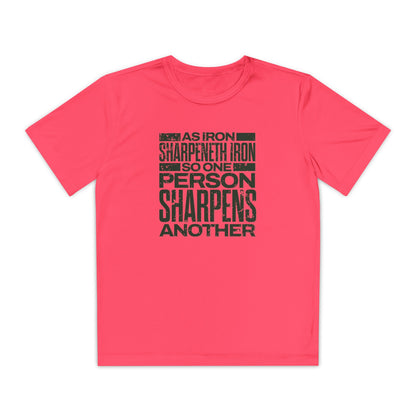 "As Iron Sharpeneth Iron So One Person Sharpens Another" Unisex Youth Competitor Tee - The Shield of Light