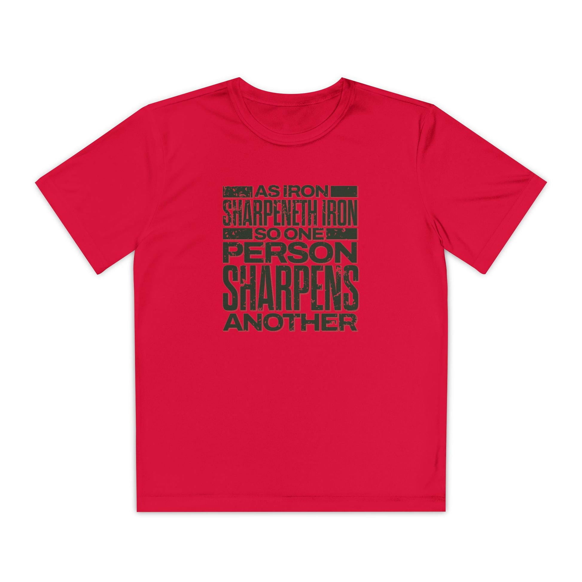 "As Iron Sharpeneth Iron So One Person Sharpens Another" Unisex Youth Competitor Tee - The Shield of Light