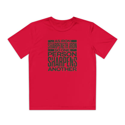 "As Iron Sharpeneth Iron So One Person Sharpens Another" Unisex Youth Competitor Tee - The Shield of Light