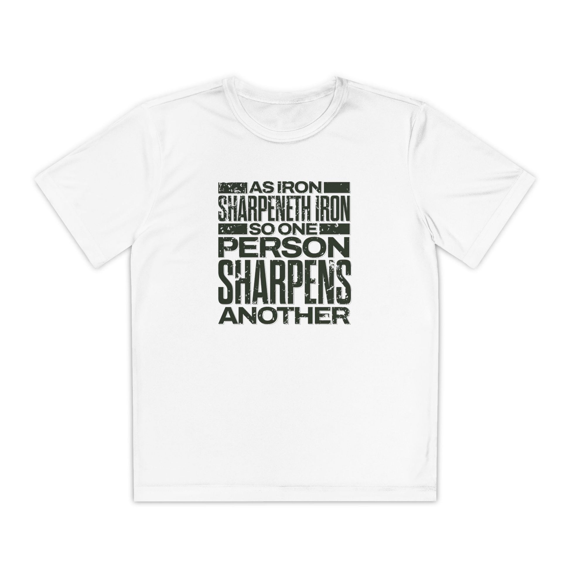 "As Iron Sharpeneth Iron So One Person Sharpens Another" Unisex Youth Competitor Tee - The Shield of Light