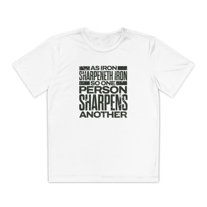 "As Iron Sharpeneth Iron So One Person Sharpens Another" Unisex Youth Competitor Tee - The Shield of Light