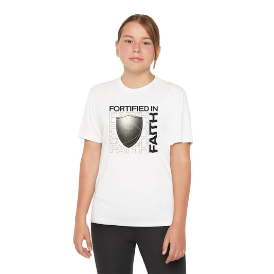 "Fortified In Faith " Unisex Youth Competitor Tee - The Shield of Light