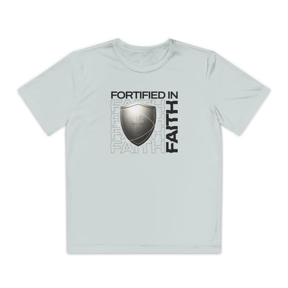 "Fortified In Faith " Unisex Youth Competitor Tee - The Shield of Light
