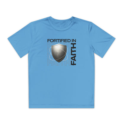 "Fortified In Faith " Unisex Youth Competitor Tee - The Shield of Light