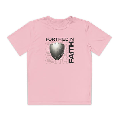 "Fortified In Faith " Unisex Youth Competitor Tee - The Shield of Light