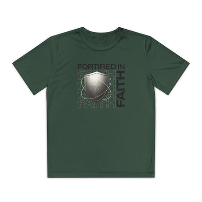 "Fortified In Faith " Unisex Youth Competitor Tee - The Shield of Light