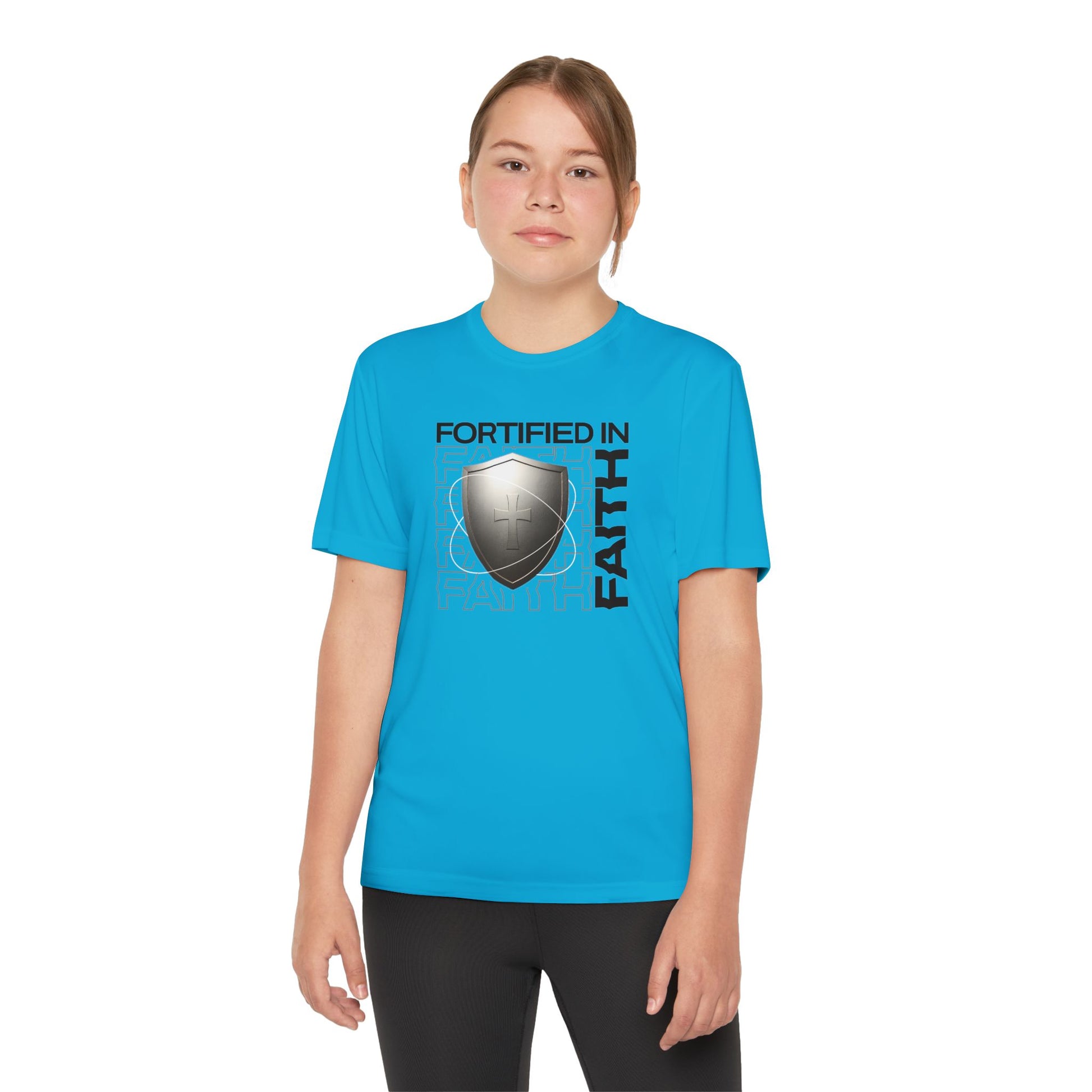 "Fortified In Faith " Unisex Youth Competitor Tee - The Shield of Light