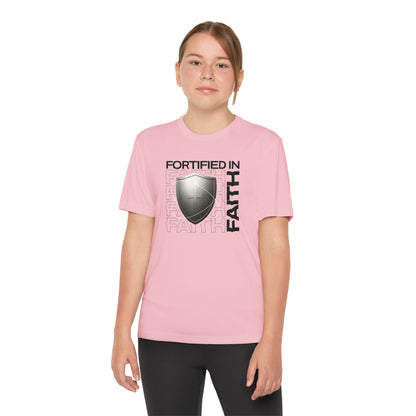 "Fortified In Faith " Unisex Youth Competitor Tee - The Shield of Light
