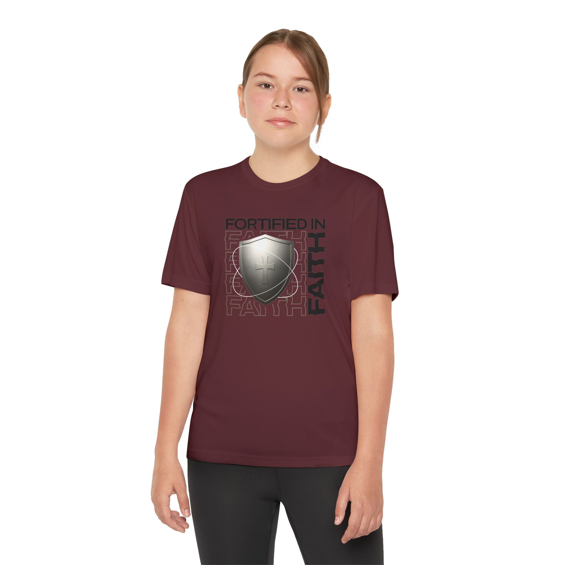 "Fortified In Faith " Unisex Youth Competitor Tee - The Shield of Light