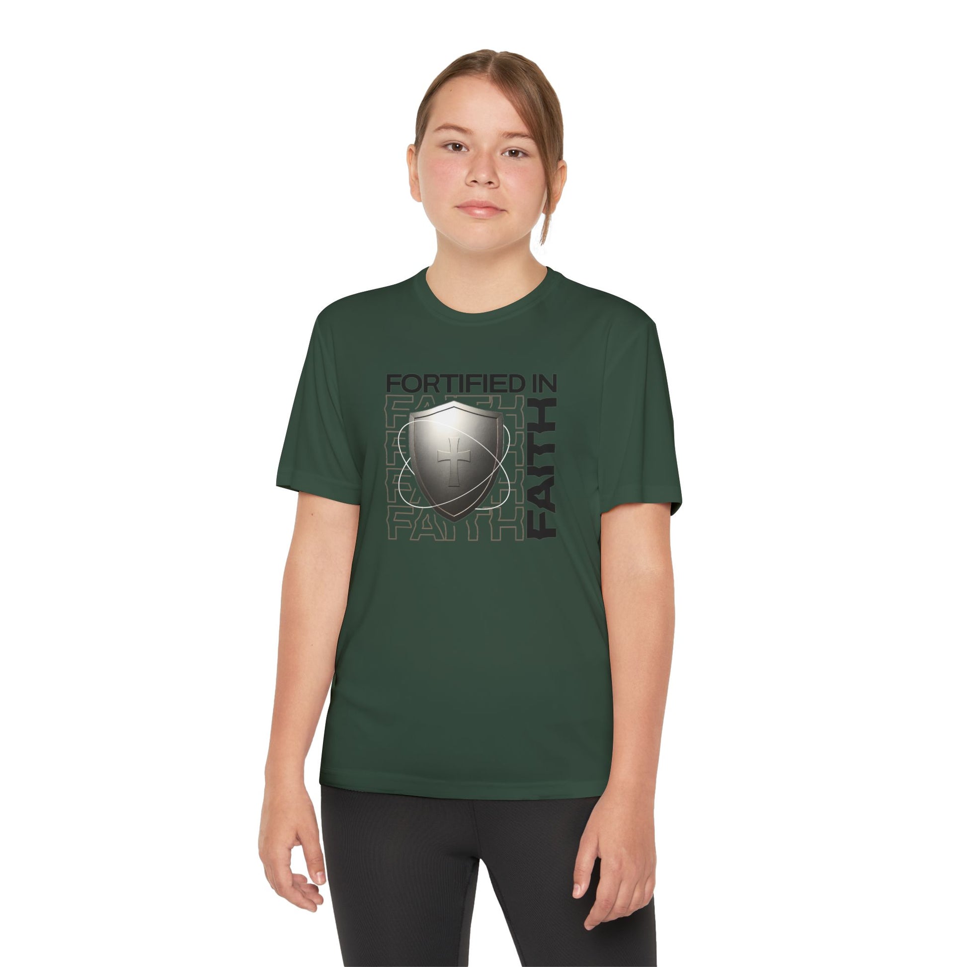 "Fortified In Faith " Unisex Youth Competitor Tee - The Shield of Light