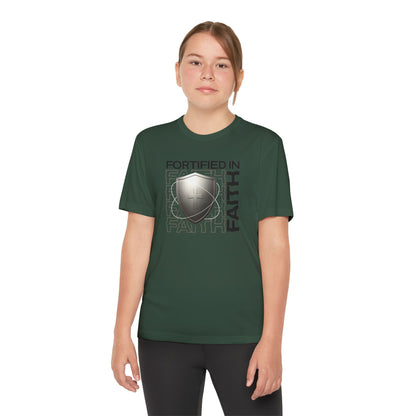 "Fortified In Faith " Unisex Youth Competitor Tee - The Shield of Light