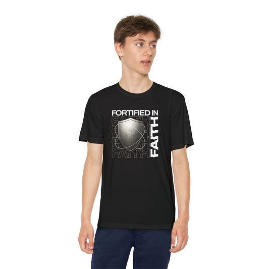"Fortified In Faith " Unisex Youth Competitor Tee - The Shield of Light