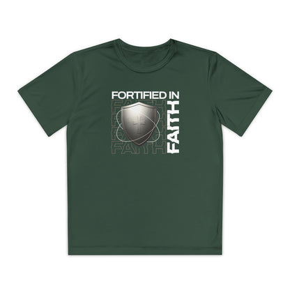 "Fortified In Faith " Unisex Youth Competitor Tee - The Shield of Light